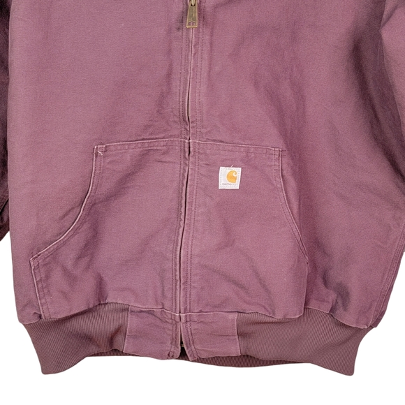 Carhartt Plum Purple Heavy Canvas Workwear Hooded Coat Work Jacket XL 16-18 - Picture 2 of 12